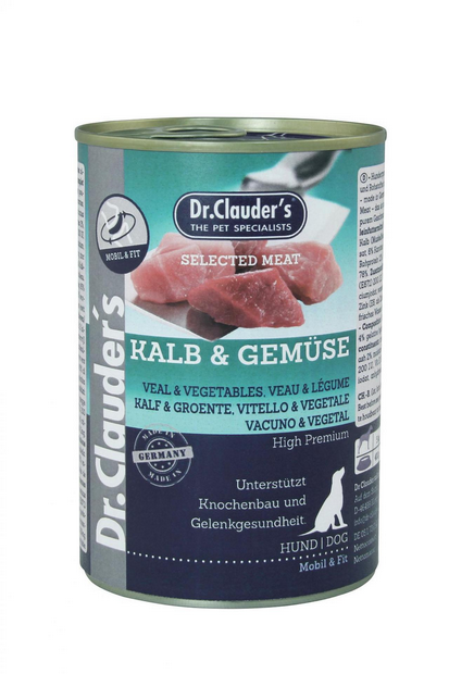 DR. CLAUDER'S subalansuotas drėgnas maistas šunims su veršiena ir daržovėmis kaulams ir sąnariams 400g
