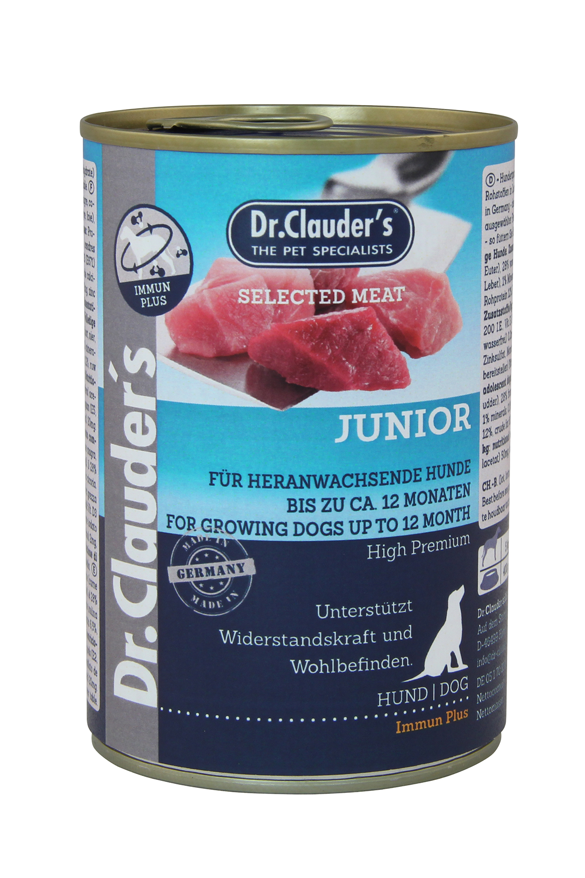 DR. CLAUDER'S JUNIOR subalansuotas drėgnas maistas jaunų šunų imuninei sistemai 400g
