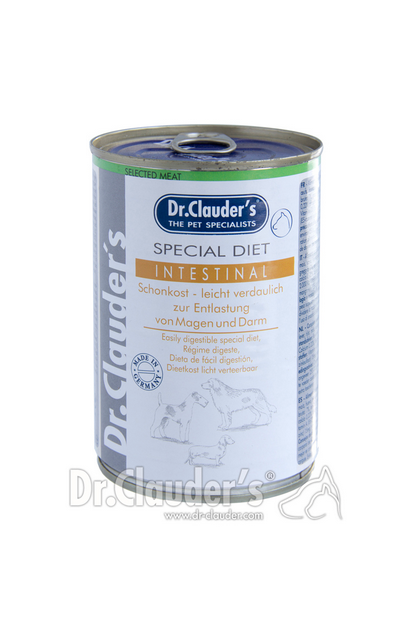 DR. CLAUDER'S SPECIAL DIET INTESTINAL, specializuoti konservai skrandžio ir žarnyno problemų turintiems šunims 400g