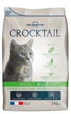 CROCKTAIL Adult Multi visavertis sausas maistas su vištiena ir daržovėmis katėms 2kg