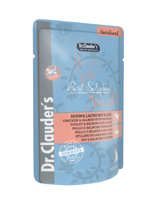 DR.CLAUDER‘S BEST SELECTION, drėgnas maistas sterilizuotoms katėms su vištiena, lašiša ir jūros dumbliais