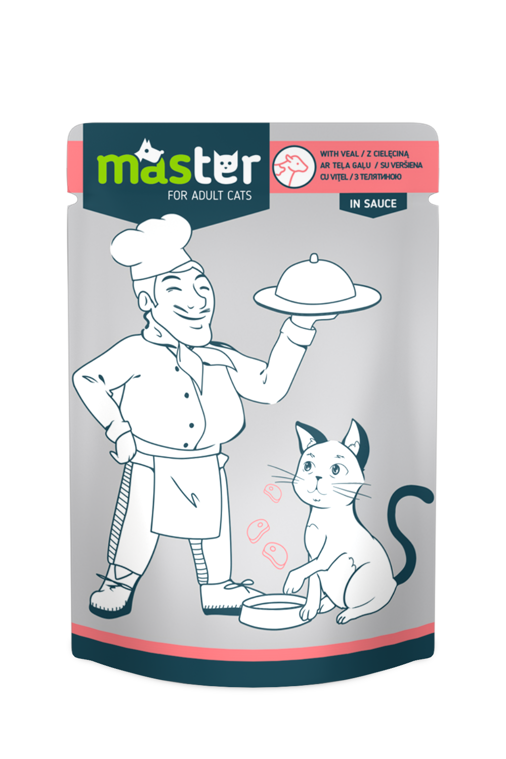 MASTER, konservai katėms su veršiena