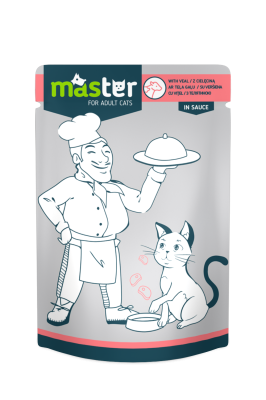 MASTER, konservai katėms su veršiena