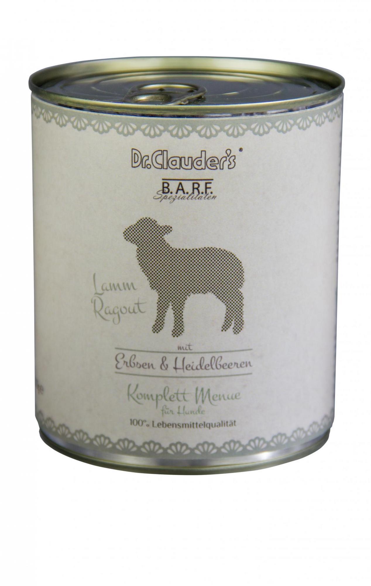 DR. CLAUDER'S BARF mėsos ir daržovių konservai šunims su ėriena 800g