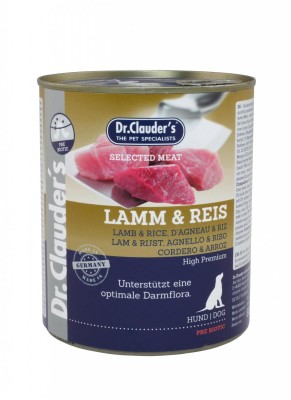 DR. CLAUDER'S drėgnas maistas šunims su ėriena, ryžiais ir prebiotikais 800g