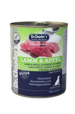 DR. CLAUDER'S subalansuotas drėgnas maistas šunims su ėriena ir obuoliais kaulams ir sąnariams 800g