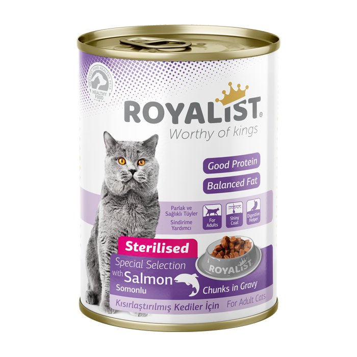 ROYALIST STERILISED SALMON CHUNKS, konservai su lašiša sterilizuotoms katėms, 400g