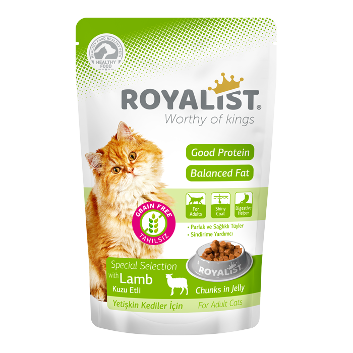ROYALIST WET POUCH CAT LAMB, konservai drebučiuose su ėriena katėms 85g