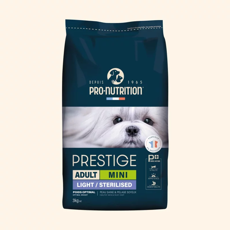 Pro-Nutrition Prestige Light Mini sausas maistas suaugusiems sterilizuotiems mažų veislių šunims 3 kg