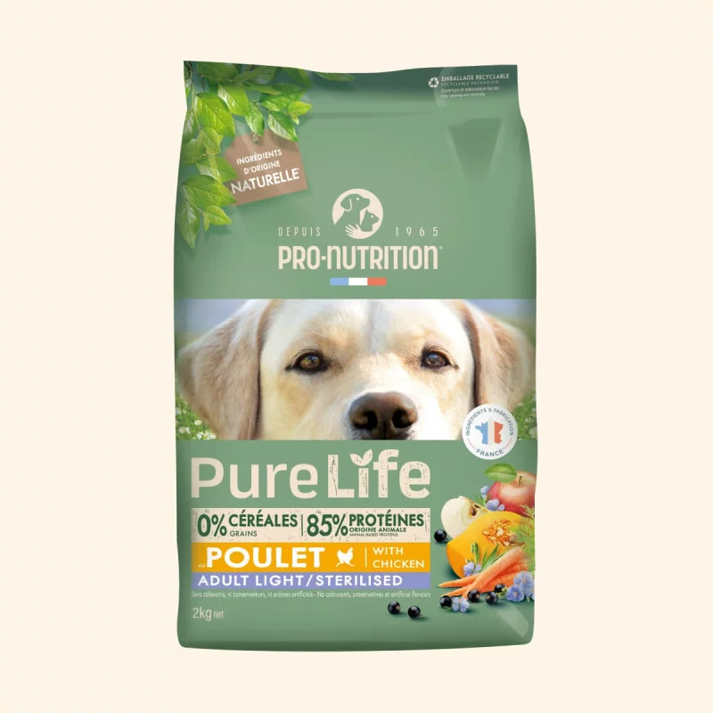 PRO-NUTRITION Pure life Light Sterilised sausas maistas suaugusiems sterilizuotiems šunims 2 kg