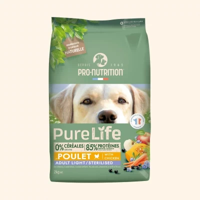 PRO-NUTRITION Pure life Light Sterilised sausas maistas suaugusiems sterilizuotiems šunims 2 kg