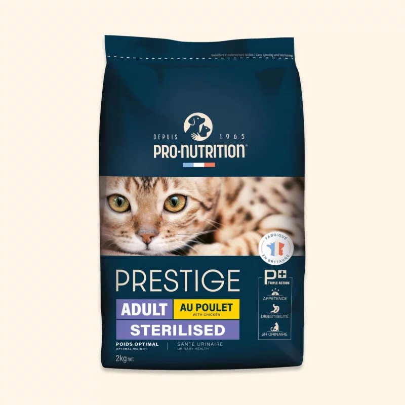 Pro-Nutrition Prestige sterilised adult chicken  sausas maistas sterilizuotoms katėms su vištiena 2 kg