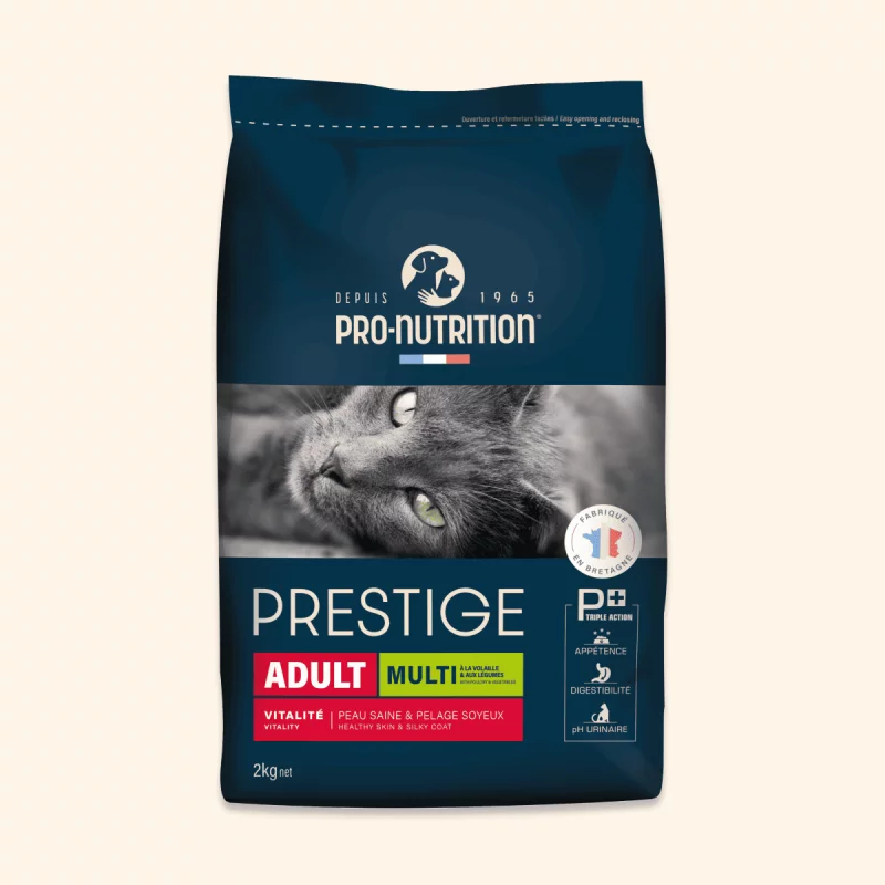 PRO-NUTRITION ADULT MULTI, visavertis super premium sausas maistas su vištiena ir daržovėmis katėms 2 kg