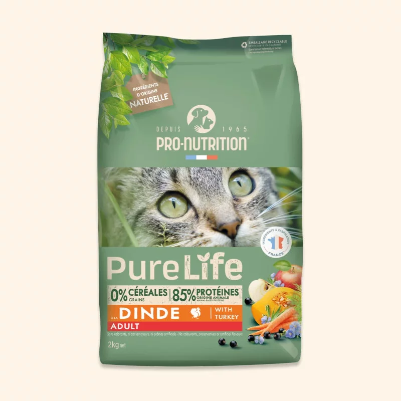 PRO-NUTRITION Pure Life Adult cat turkey sausas maistas suaugusioms katėms su kalakutiena 2-8 kg