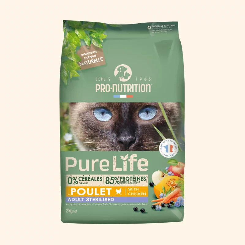 PRO-NUTRITION Pure Life Sterilised chicken sausas maistas sterilizuotoms katėms su vištiena 2-8 kg