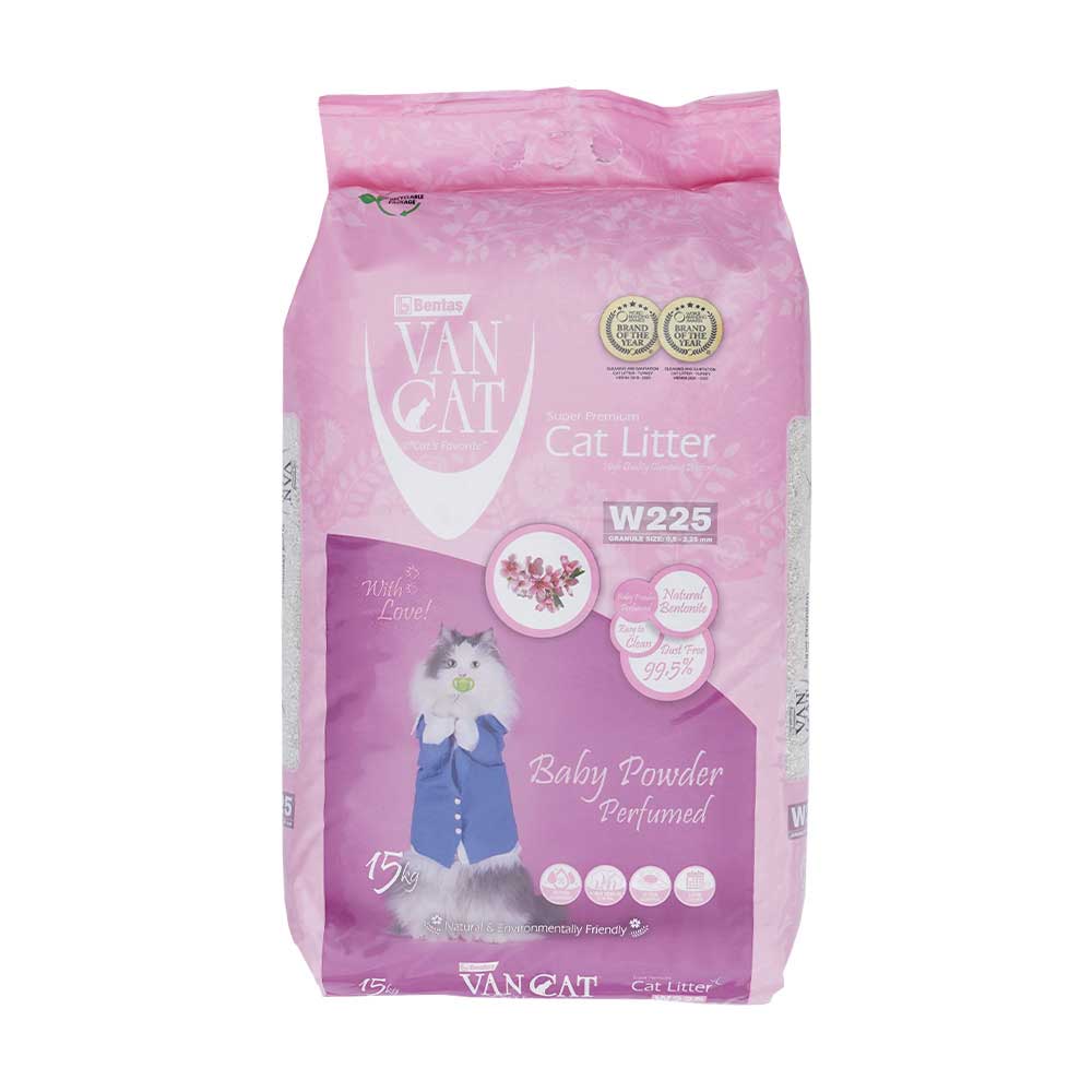 VAN CAT Super Premium kraikas katėms, Kūdikių pudros kvapo 15kg