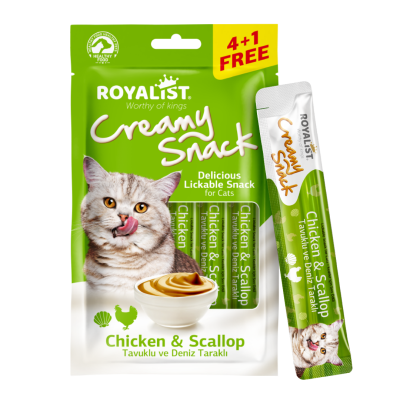 Royalist Creamy Snack Pack Chicken & Scallop kreminis skanėstas su  vištiena ir šukutėmis 5 x15 g
