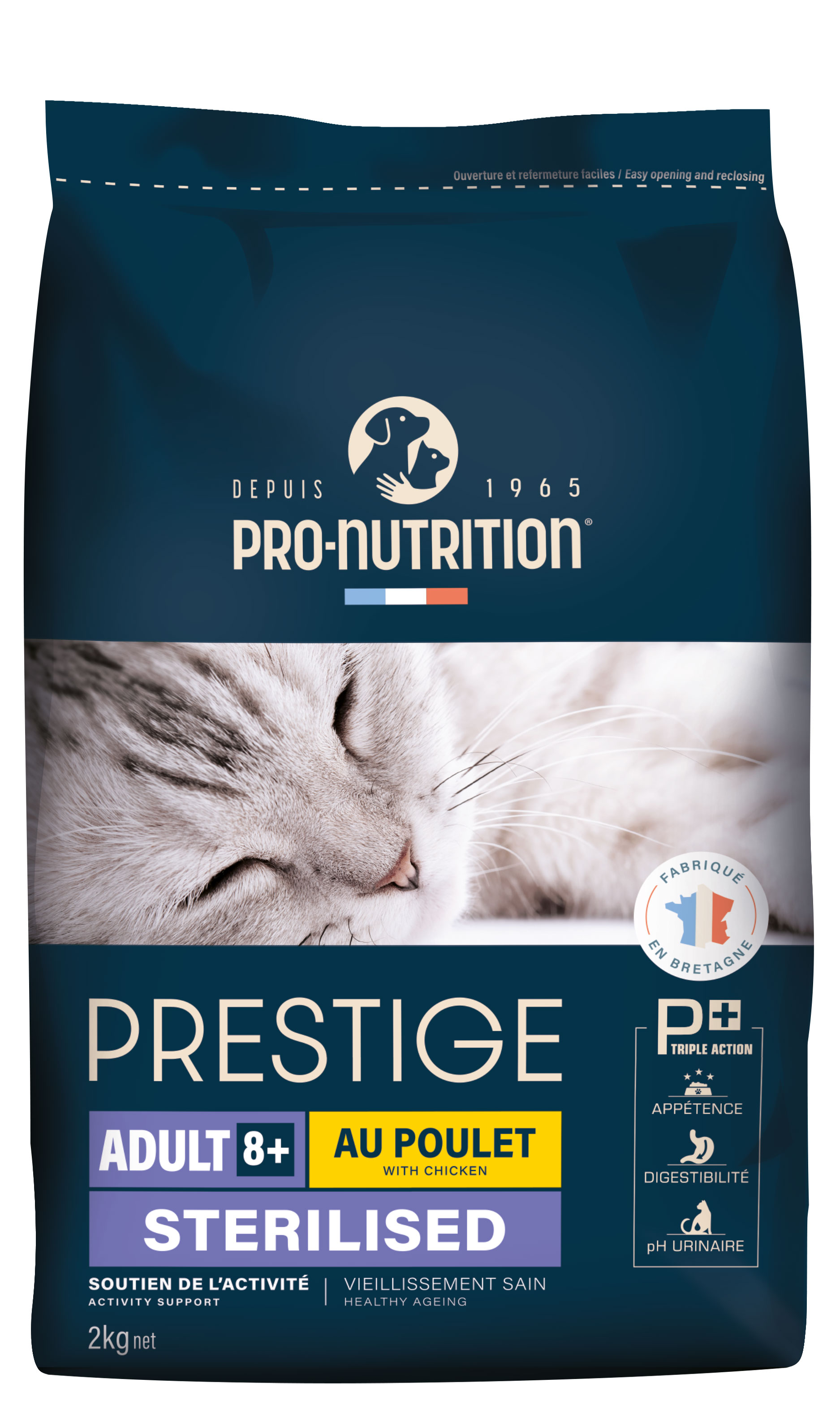 Pro-Nutrition Prestige Adult Sterilised 8+ chicken sausas maistas suaugusioms vyresnėms nei 8 metai katėms su vištiena 2 kg Pro-Nutrition Prestige Adult Sterilised 8+ chicken sausas maistas suaugusioms vyresnėms nei 8 metai katėms su vištiena 2 kg
