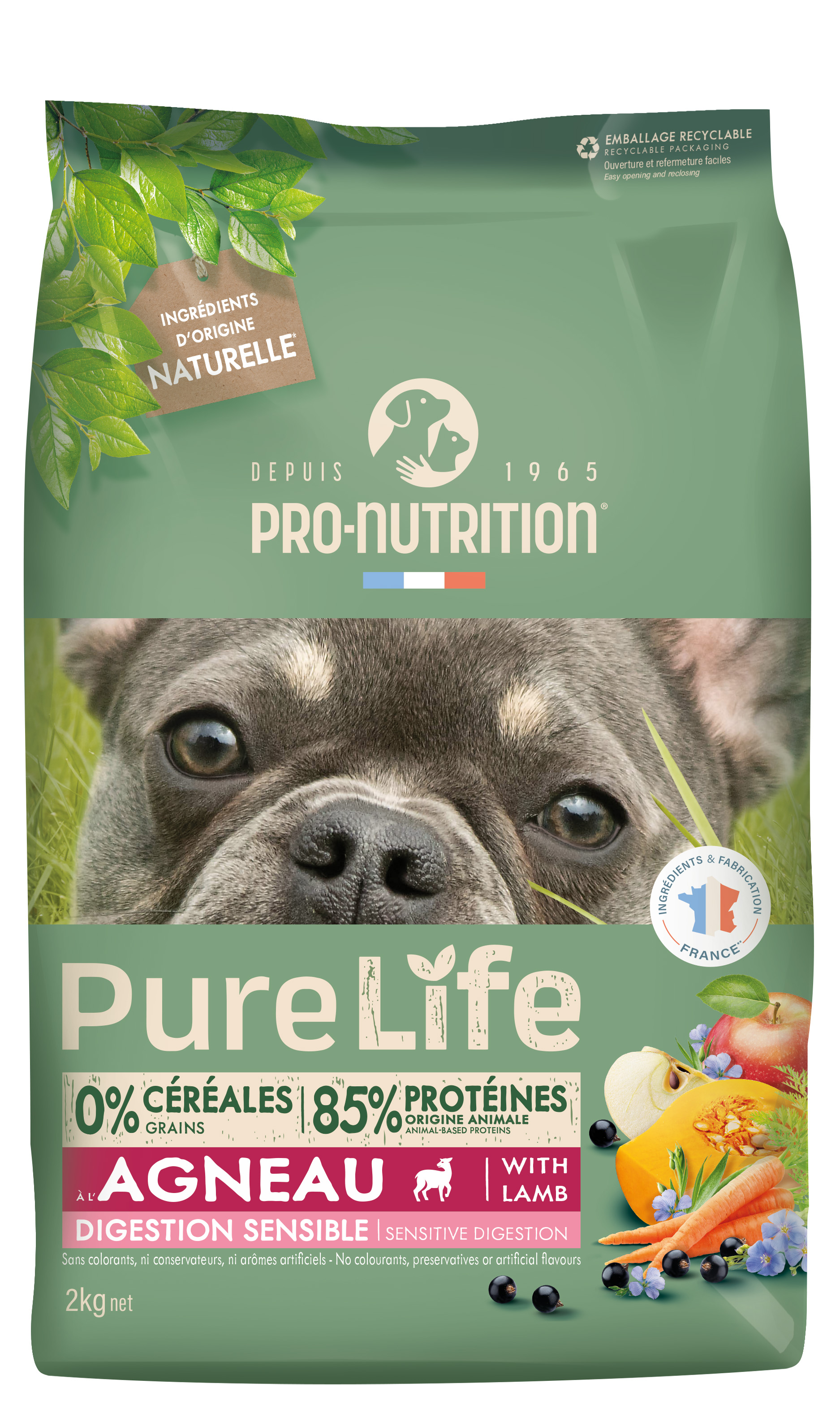 PRO-NUTRITION Pure Life sensitive lamb sausas maistas suagusiems, jautrų virškinimą turintiems šunims su ėriena 2 kg PRO-NUTRITION Pure Life sensitive lamb sausas maistas suagusiems, jautrų virškinimą turintiems šunims su ėriena 2 kg