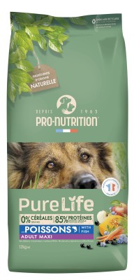 PRO-NUTRITION Pure Life Adult maxi fish sausas maistas suaugusiems didelių veislių šunims su žuvimi 12 kg