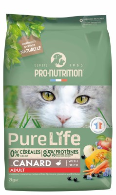 PRO-NUTRITION Pure Life Adult cat duck  sausas maistas suaugusioms katėms su antiena 2-8 kg