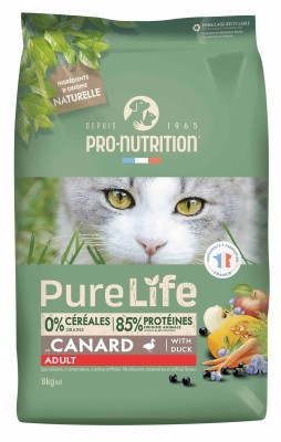 PRO-NUTRITION Pure Life Adult cat duck  sausas maistas suaugusioms katėms su antiena 2-8 kg