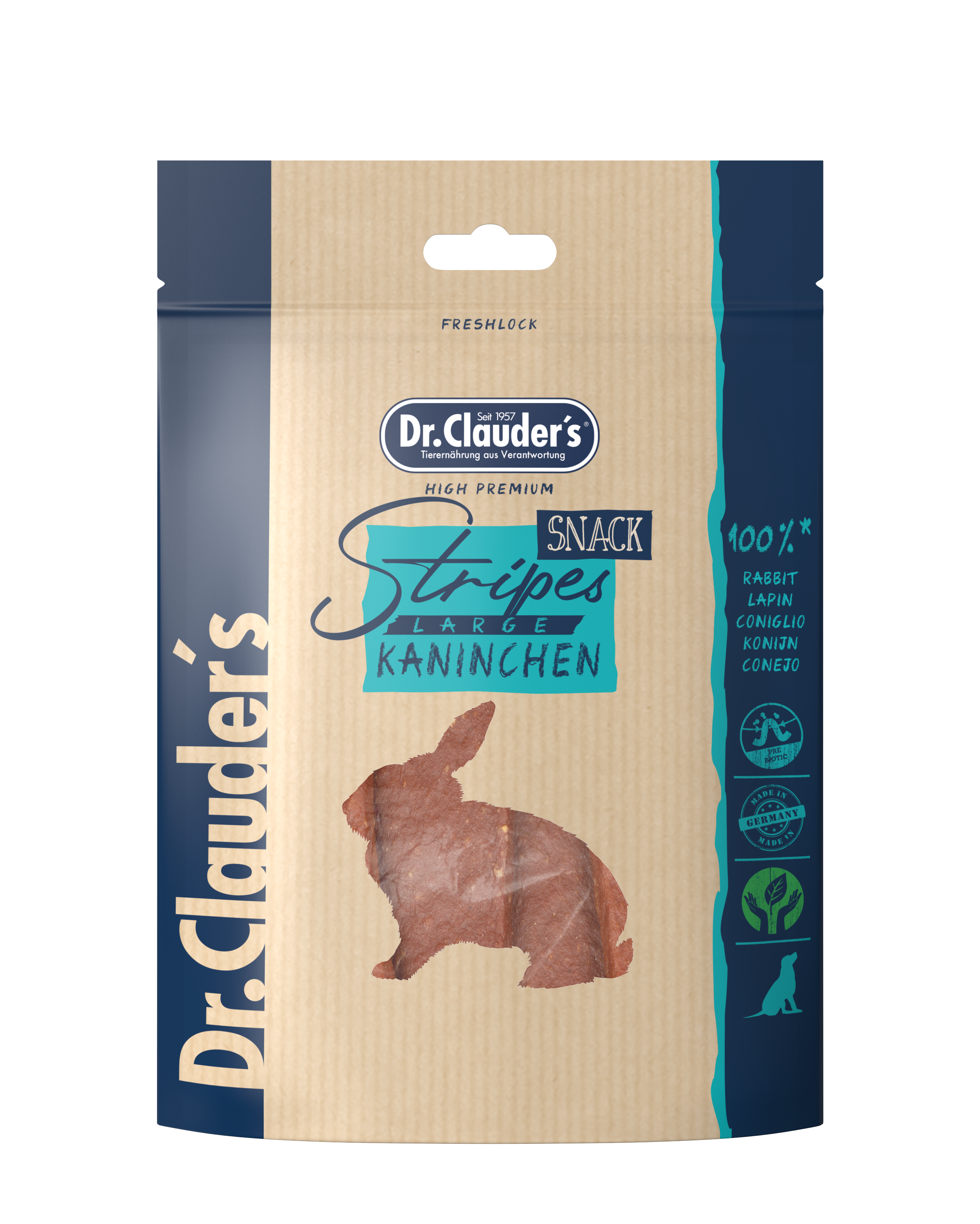 DR.CLAUDER'S vytintos plačios juostelės su triušiena šunims 80g